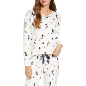 P.J. Salvage Womens Winter Fun Pajama Sweatshirt Top, ivory, S